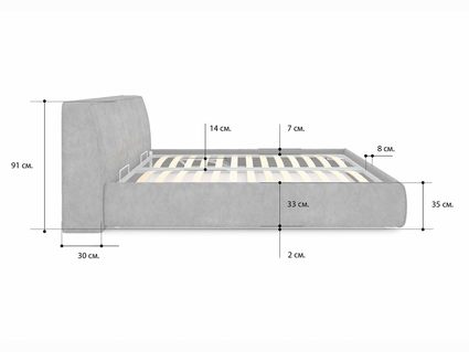 Кровать Сонум Altea Рогожка Пепельная (с подъемным механизмом) 120х200